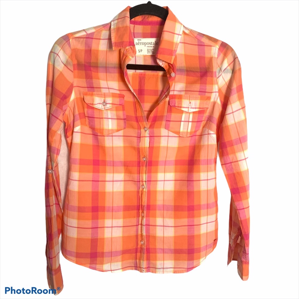 Aeropostale Roll-Tab Classic Button-Up Shirt Small